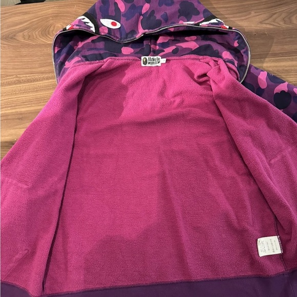 Bathing Ape Purple Camo WGM Shark Hoodie Zip Up Large - Picture 12 of 12